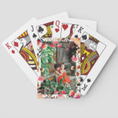 Elegant Waterverf Pink Floral Greenery Foto Pokerkaarten (Achterkant)