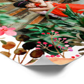 Elegant Waterverf Pink Floral Greenery Foto Poster (Hoek)