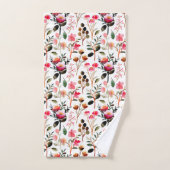 Elegant Waterverf Pink Floral Greenery Pattern Bad Handdoek (Handdoek)