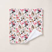 Elegant Waterverf Pink Floral Greenery Pattern Bad Handdoek (Wasdoekje)