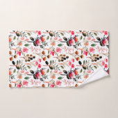 Elegant Waterverf Pink Floral Greenery Pattern Bad Handdoek (Handdoek)