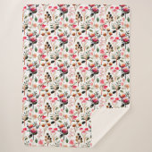 Elegant Waterverf Pink Floral Greenery Pattern Sherpa Deken (Voorkant)