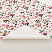 Elegant Waterverf Pink Floral Greenery Pattern Sherpa Deken (3/4)