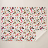 Elegant Waterverf Pink Floral Greenery Pattern Sherpa Deken (Voorkant (horizontaal))