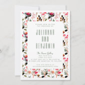 Elegant Waterverf Pink Floral Greenery Wedding Kaart (Voorkant)