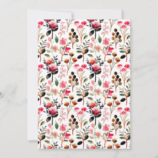 Elegant Waterverf Pink Floral Greenery Wedding Kaart (Achterkant)