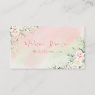 Elegant Waterverf Pink Floral Persoonlijk Meisje Visitekaartje