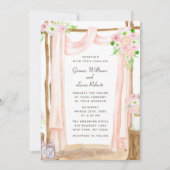 Elegant Waterverf Pink Floral Wedding buitenshuis Kaart (Voorkant)