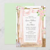 Elegant Waterverf Pink Floral Wedding buitenshuis Kaart (Voorkant / Achterkant)