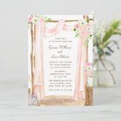 Elegant Waterverf Pink Floral Wedding buitenshuis Kaart (Staand voorkant)