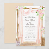Elegant Waterverf Pink Floral Wedding buitenshuis Kaart (Voorkant / Achterkant)