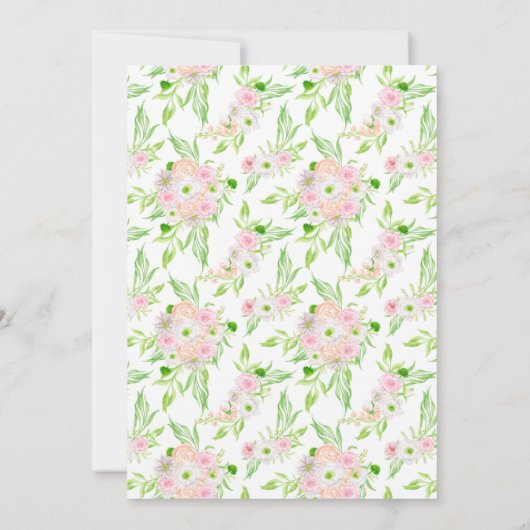 Elegant Waterverf Pink Floral Wedding buitenshuis Kaart (Achterkant)