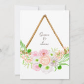 Elegant Waterverf Pink Floral Wedding buitenshuis Kaart (Achterkant)