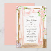 Elegant Waterverf Pink Floral Wedding buitenshuis Kaart (Voorkant / Achterkant)