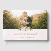 Elegant Waterverf Pink Floral Wedding Gastenboek (Voorkant)
