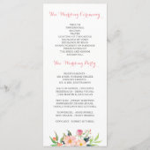 Elegant Waterverf Pink Floral Wedding Programme Programmakaart (Achterkant)