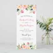 Elegant Waterverf Pink Floral Wedding Programme Programmakaart (Staand voorkant)