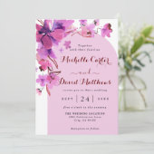 Elegant Waterverf Pink Florals Weddenschap Kaart (Staand voorkant)