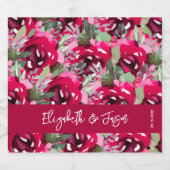 Elegant Waterverf Pink Flowers Weddenschap Sparkling Wijnetiket (Enkel label)