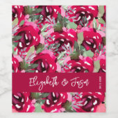 Elegant Waterverf Pink Flowers Weddenschap Wijn Etiket (Enkel label)