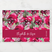 Elegant Waterverf Pink Flowers Wedding Mini Likeurfles Etiket (Enkel label)