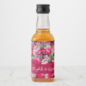 Elegant Waterverf Pink Flowers Wedding Mini Likeurfles Etiket (Voorkant)