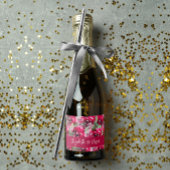 Elegant Waterverf Pink Flowers Wedding Mini Sparkling Wijnetiket