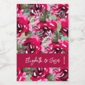 Elegant Waterverf Pink Flowers Wedding Mini Wijn Etiket (Enkel label)