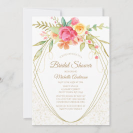 Elegant Waterverf Pink Gold Floral Vrijgezellenfee Kaart