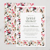 Elegant Waterverf Pink Greenery Vrijgezellenfeest Kaart (Voorkant / Achterkant)