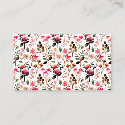 Elegant Waterverf Pink Greenery Wedding RSVP Informatiekaartje (Achterkant)