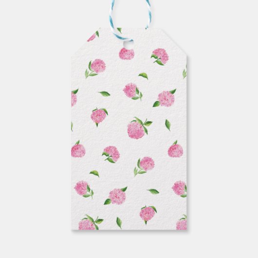 Elegant Waterverf Pink Hydrangea Floral Wedding Cadeaulabel (Achterkant)