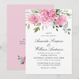 Elegant Waterverf Pink Hydrangea Floral Wedding Kaart