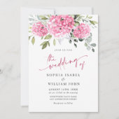 Elegant Waterverf Pink Hydrangea Floral Wedding Kaart (Voorkant)
