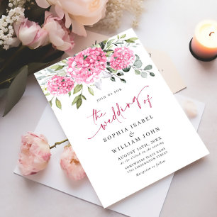 Elegant Waterverf Pink Hydrangea Floral Wedding Kaart