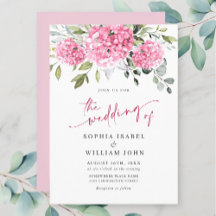Elegant Waterverf Pink Hydrangea Floral Wedding