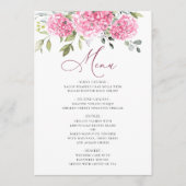 Elegant Waterverf Pink Hydrangea Floral Wedding Menu (Voorkant)