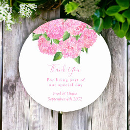 Elegant Waterverf Pink Hydrangea Floral Wedding Ronde Sticker