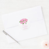 Elegant Waterverf Pink Hydrangea Floral Wedding Ronde Sticker (Envelop)