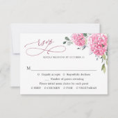 Elegant Waterverf Pink Hydrangea Floral Wedding RSVP Kaartje (Voorkant)