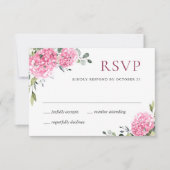Elegant Waterverf Pink Hydrangea Floral Wedding RSVP Kaartje (Voorkant)