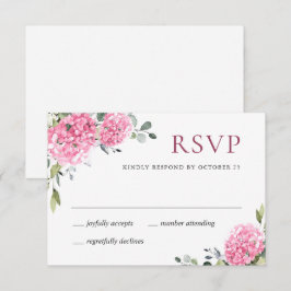 Elegant Waterverf Pink Hydrangea Floral Wedding RSVP Kaartje