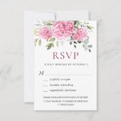 Elegant Waterverf Pink Hydrangea Floral Wedding RSVP Kaartje (Voorkant)