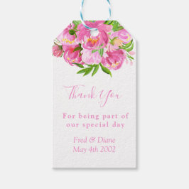 Elegant Waterverf Pink Peonies Floral Wedding Cadeaulabel