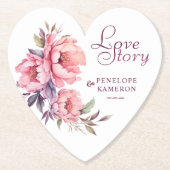 Elegant Waterverf Pink Peonies Kartonnen Onderzetters (Voorkant)