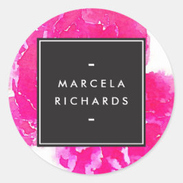 Elegant Waterverf Pink Peonies Ronde Sticker