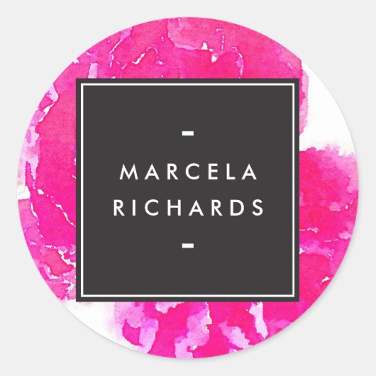 Elegant Waterverf Pink Peonies Ronde Sticker (Voorkant)