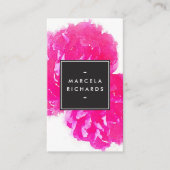Elegant Waterverf Pink Peonies Visitekaartje (Voorkant)