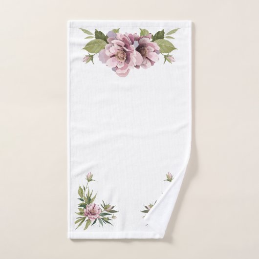 Elegant waterverf Pink Peony, bladeren en groen Handdoek (Handdoek)