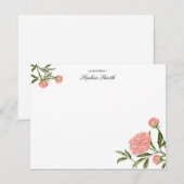 Elegant Waterverf Pink Peony flat Bedankkaart (Voorkant / Achterkant)